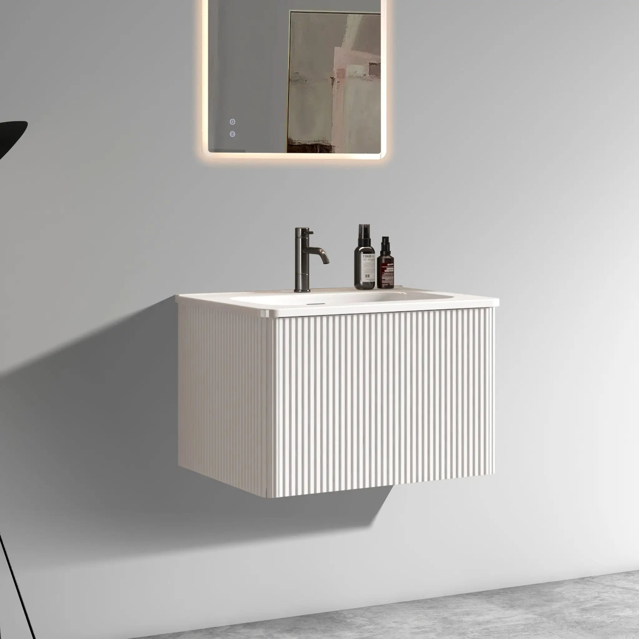 Etna 24" Striped Soft White Bathroom Vanity by HouseOfZazla