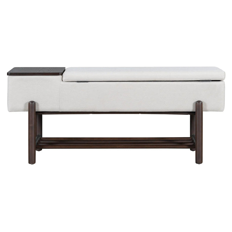 TREXM Farmhouse Upholstered Storage Bench with Hidden Compartment - Espresso by HouseOfZazla