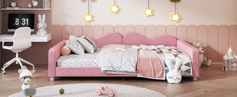 Upholstered Daybed, Sherpa Fabric Sofabed With Cloud-Shaped Backrest by HouseOfZazla