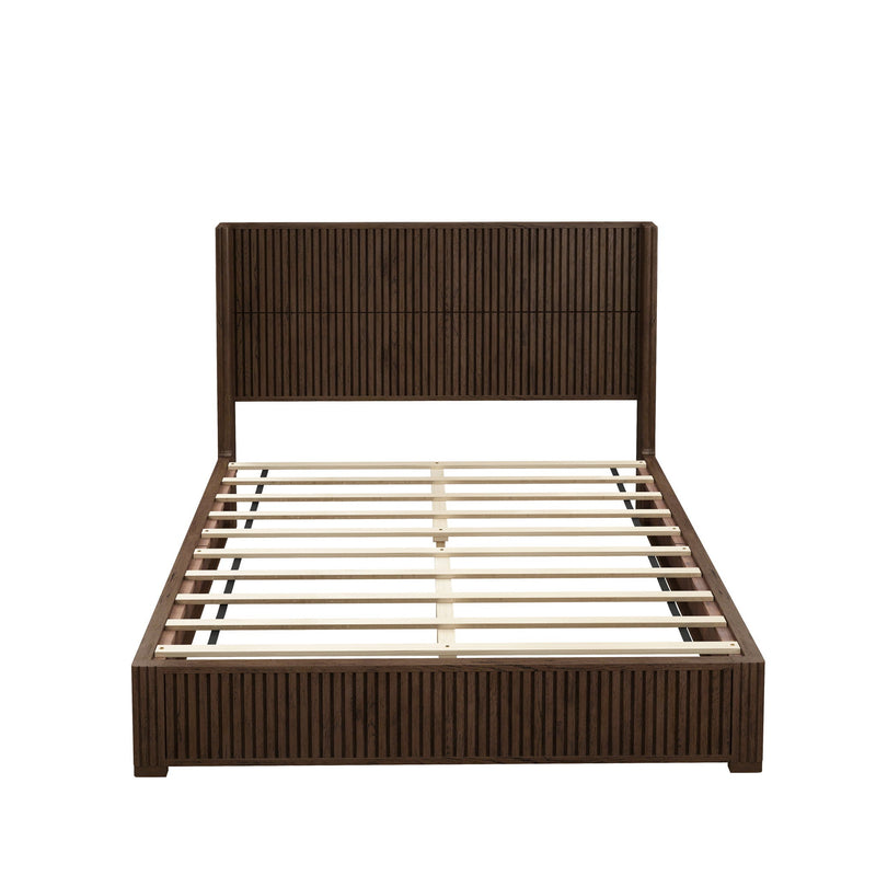 Platform Bed Frame With Headboard, Floor Standing Design by HouseOfZazla