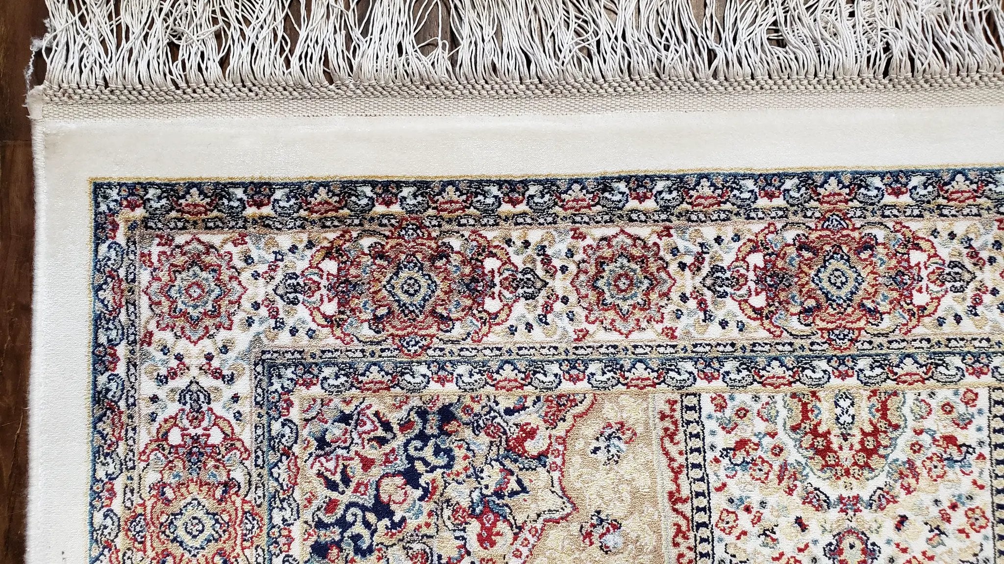 Beige & Cream Small Turkish Silk Rug, Bamboo Silk, Power-Loomed, Persian Design, High Quality, Soft Accent Rug, 3x5 ft, 2' 8" x 4' 11" by Jewel Rugs