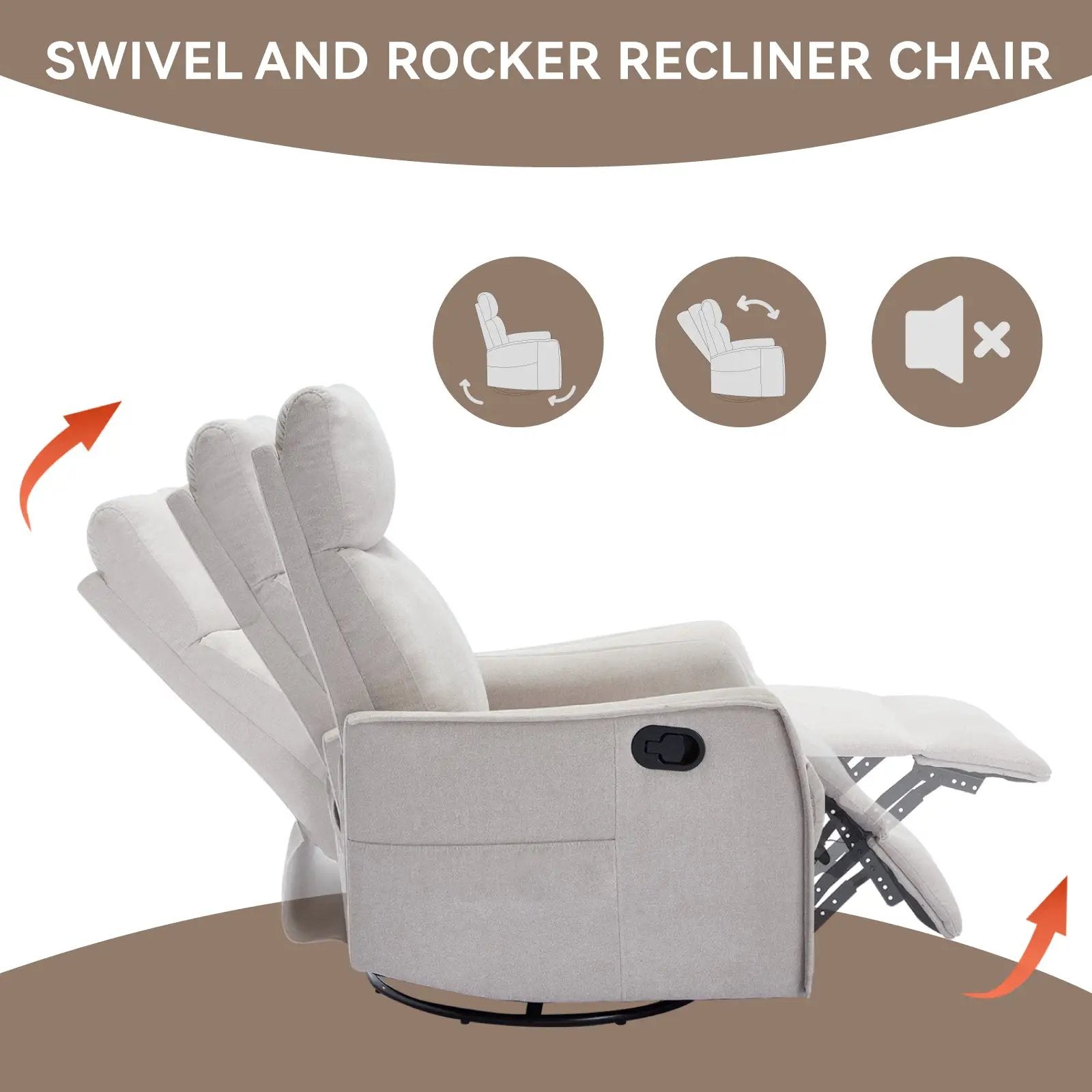 Heat Massage Manual Recliner Chair with Rocker and Swivel by HouseOfZazla