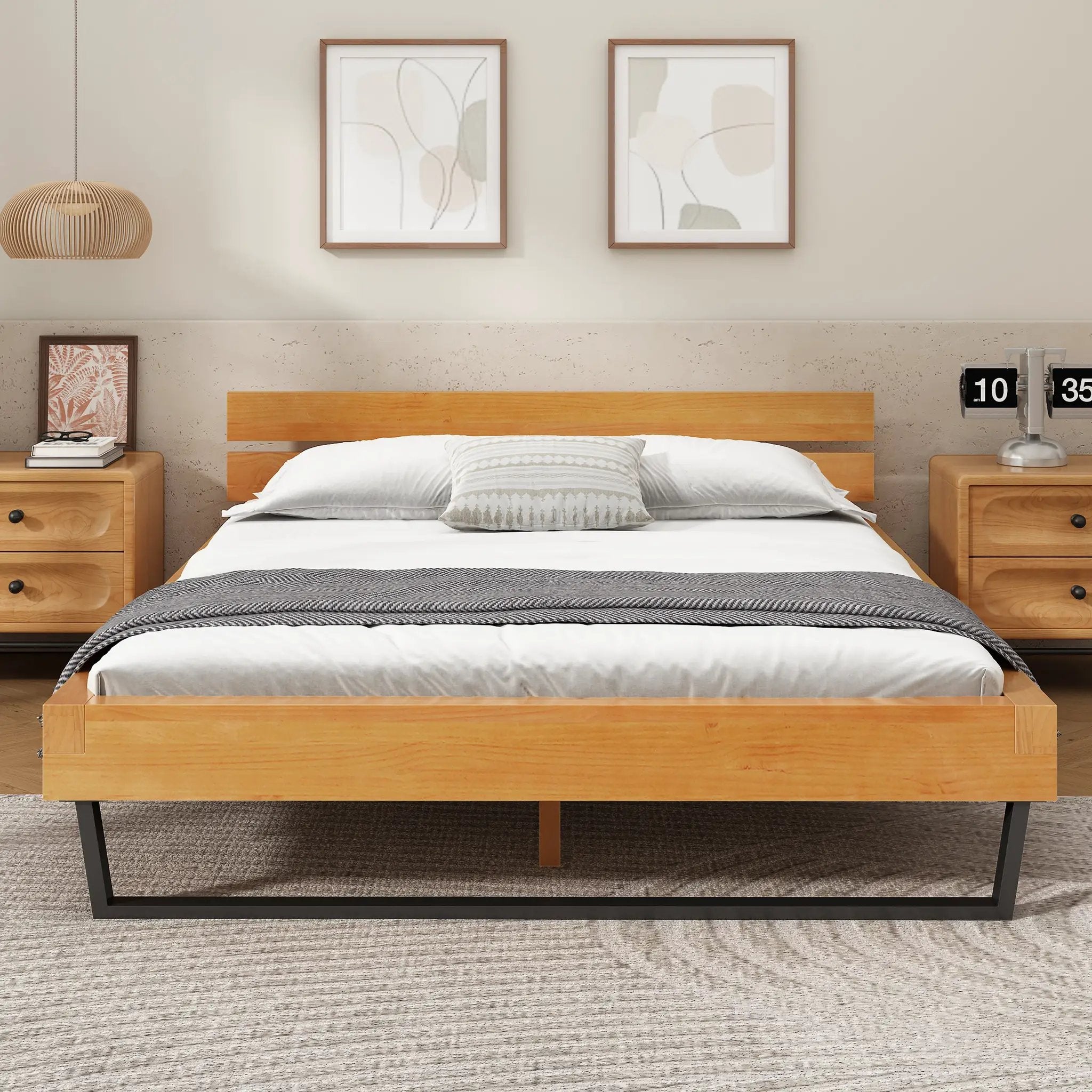 Pine Wood Bed Frame Queen Size by HouseOfZazla