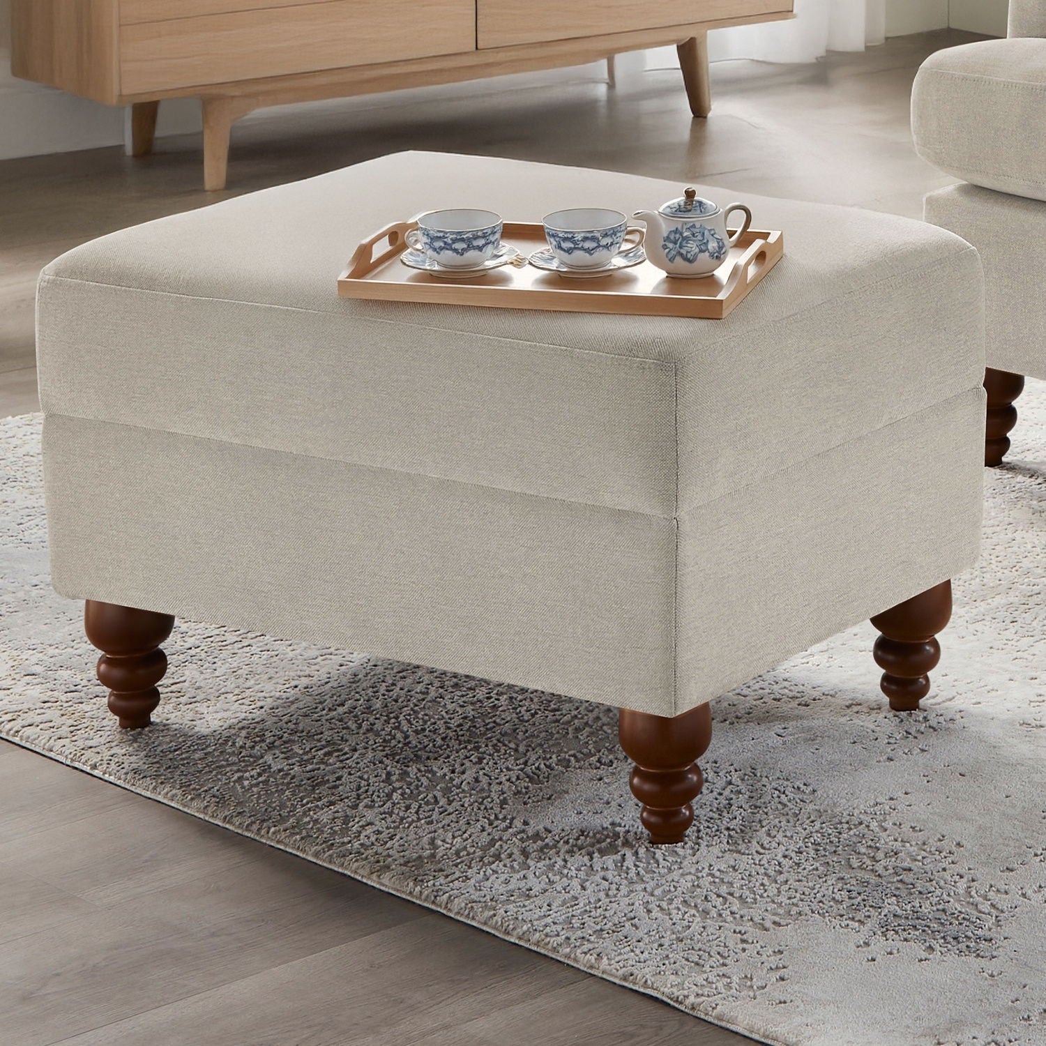 Candor - Ottoman Upholstered Footrest - Beige / Gray by HouseOfZazla