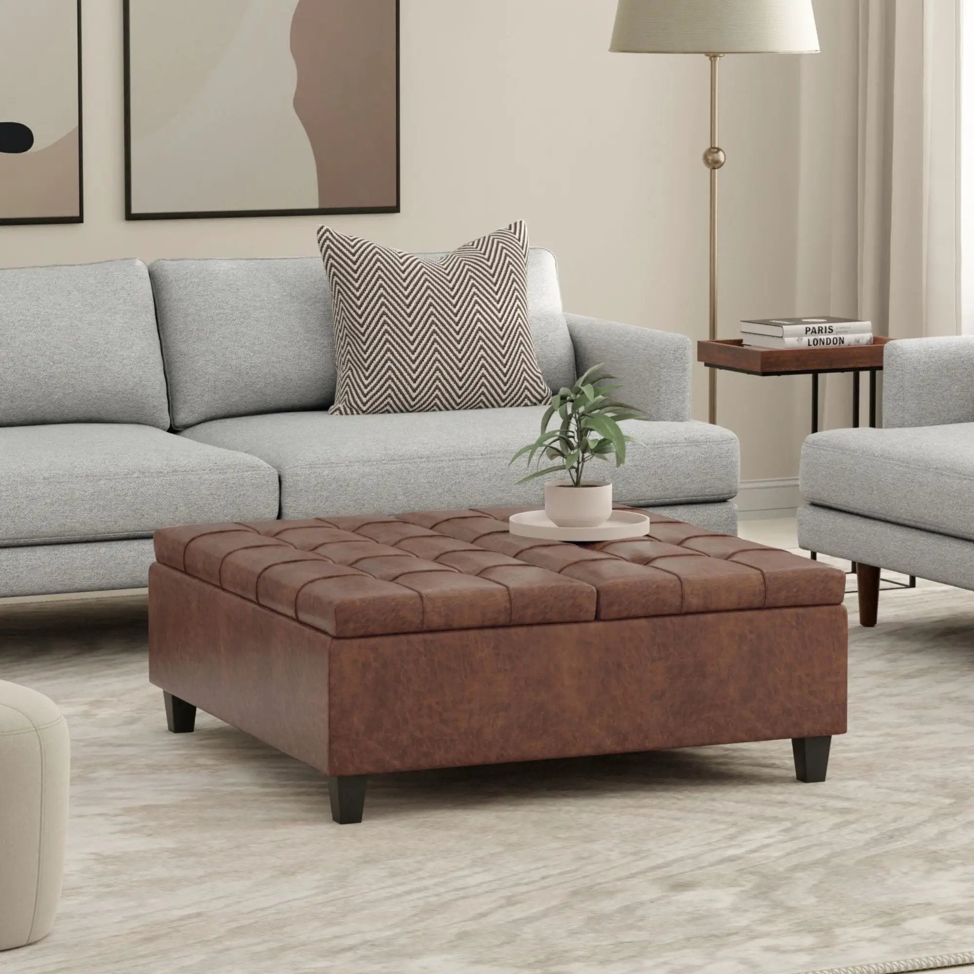 Harrison - Upholstered Coffee Table Storage Ottoman by Unique Piece Furniture