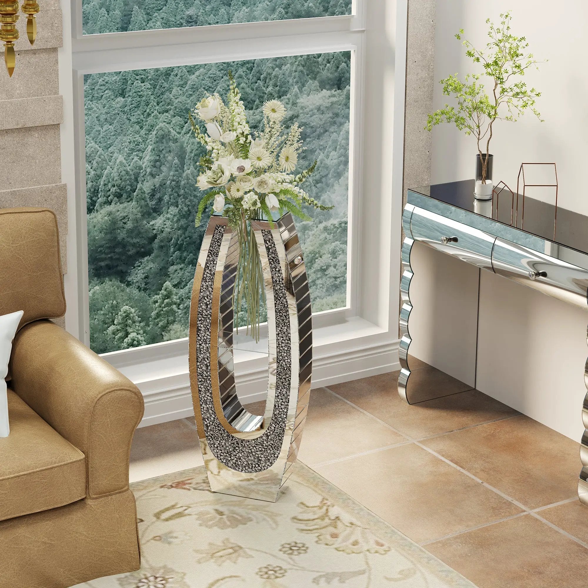 35.82" U-Shaped Tall Decorative Floor Vase by HouseOfZazla