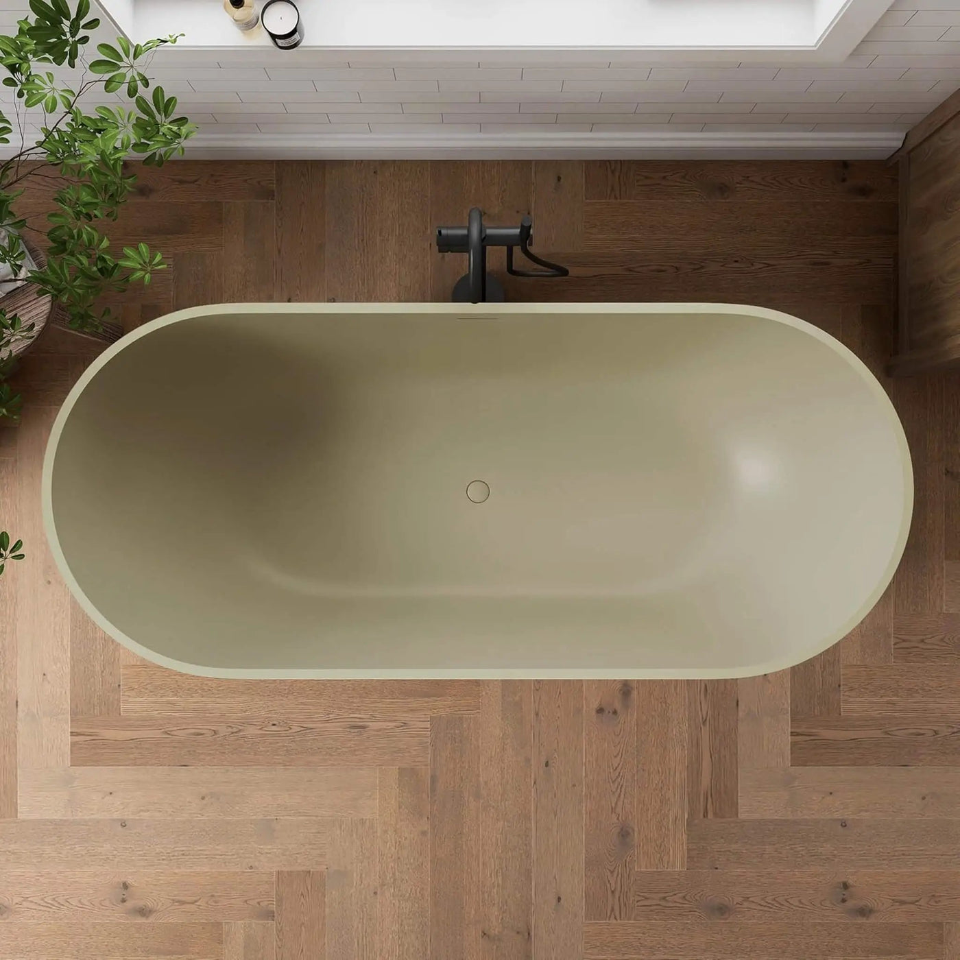 [69X30-Inch] Freestanding Oval Stone Resin Soaking Tub With Overflow Drain (SAK35786) by SAKSBY WHOLESALE