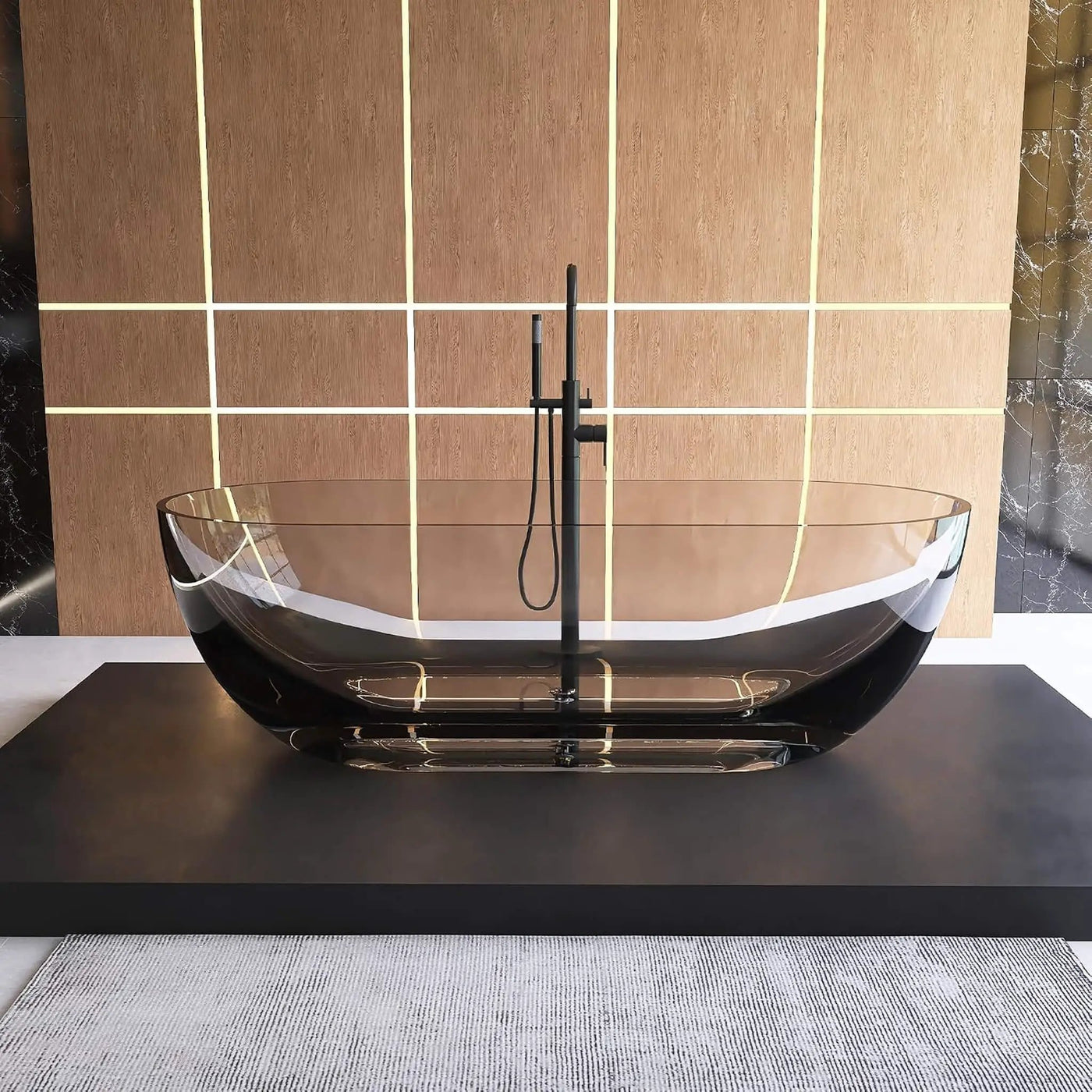 [69X30-Inch] Freestanding Oval Stone Resin Soaking Tub With Overflow Drain (SAK35786) by SAKSBY WHOLESALE