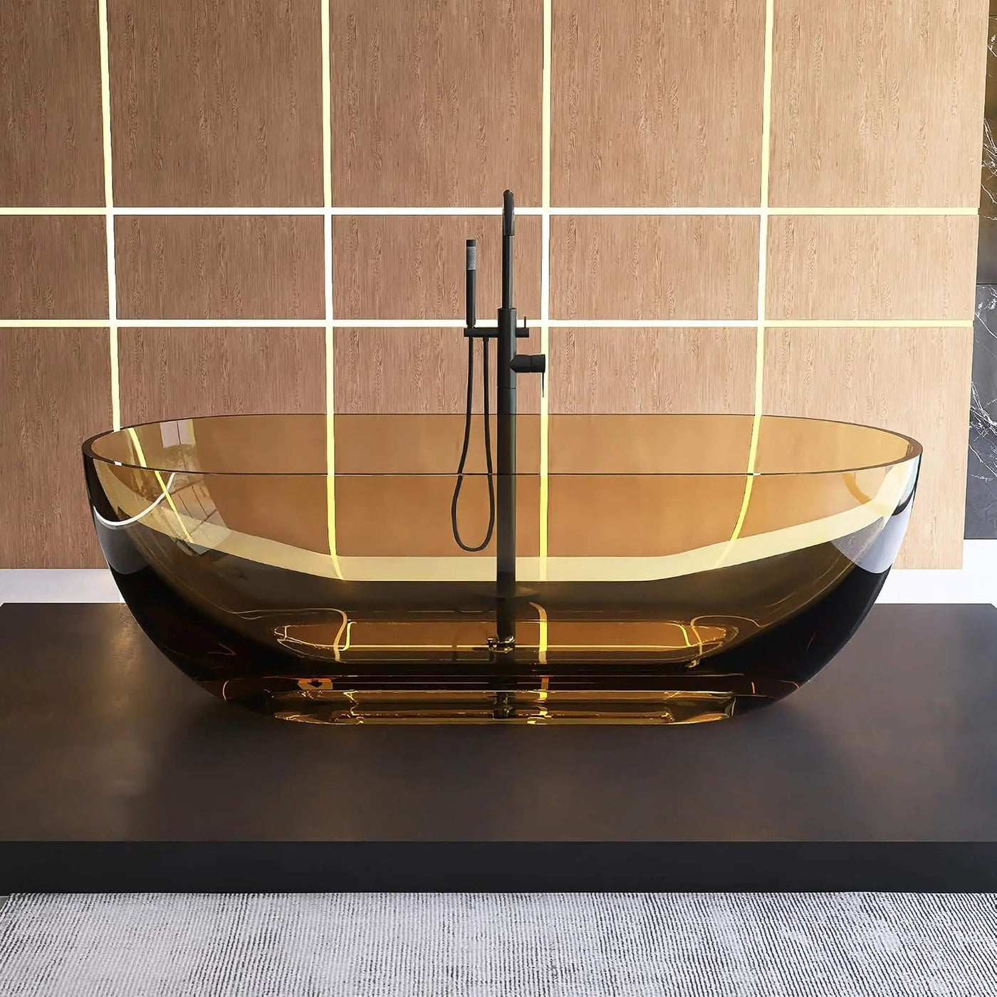 [69X30-Inch] Freestanding Oval Stone Resin Soaking Tub With Overflow Drain (SAK35786) by SAKSBY WHOLESALE