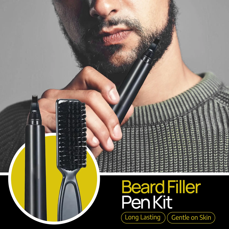 Beard Filler Pen and Beard Shaper for Men Beard Lineup Tool for Grooming Beard Guide Shape kit Black Waterproof Pen with Brush Barber Styling Pencil Beard Grooming Kit Barber Accessories by Selzalot