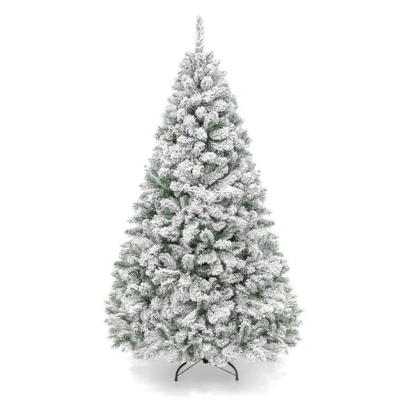 6 Foot Easy Set Up Snow Flocked Faux Pine Christmas Tree with Metal Stand by HomePacific