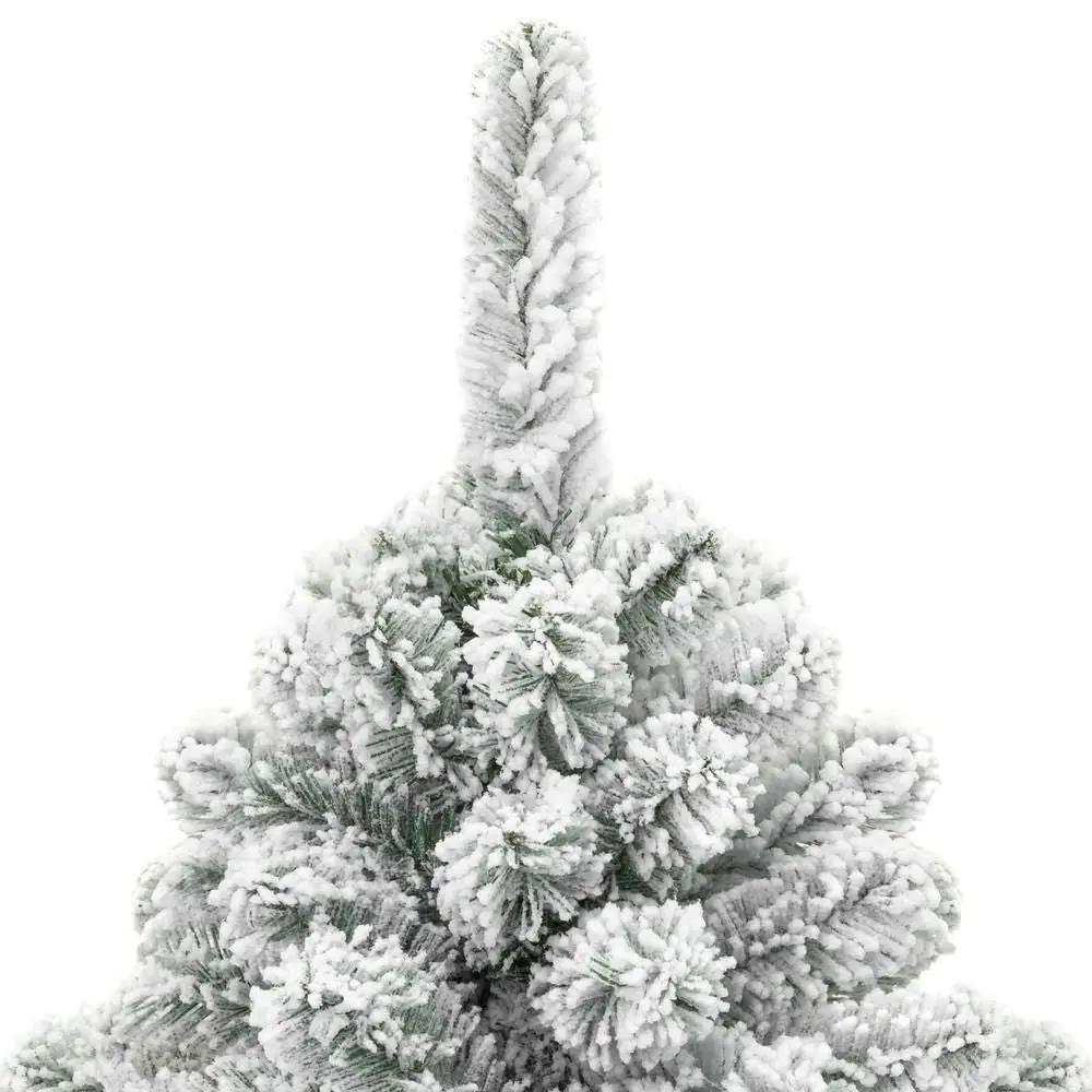6 Foot Easy Set Up Snow Flocked Faux Pine Christmas Tree with Metal Stand by HomePacific