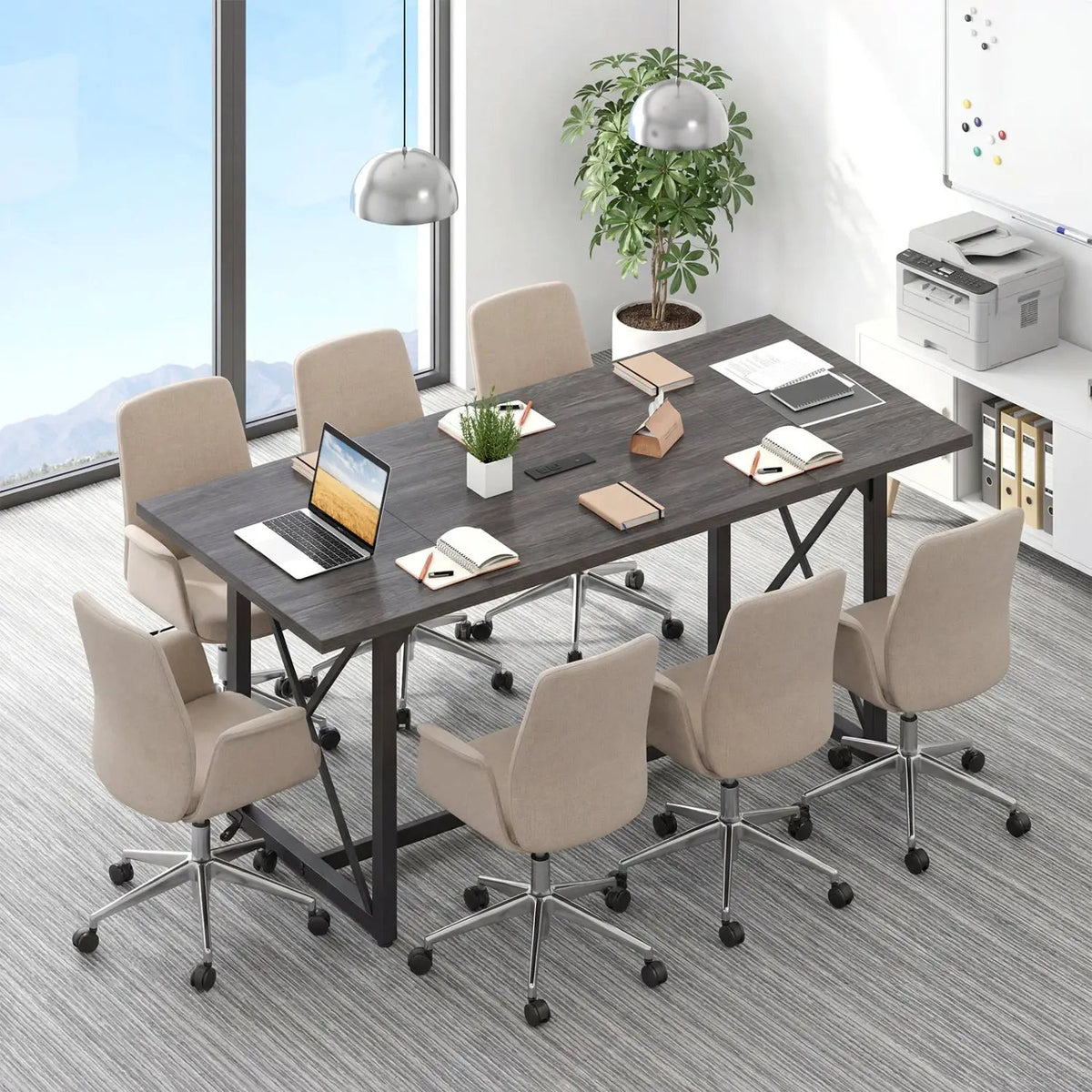 6FT Conference Table with Power Outlets Seats 6-8 People for Office, photo 3 of 16