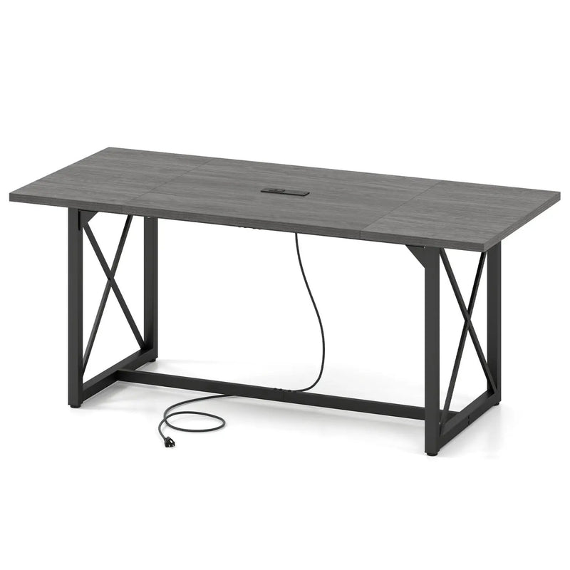 6FT Conference Table with Power Outlets Seats 6-8 People for Office by DirectDeals