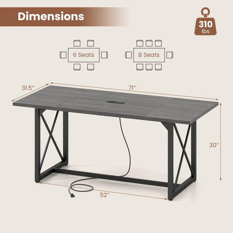 6FT Conference Table with Power Outlets Seats 6-8 People for Office by DirectDeals
