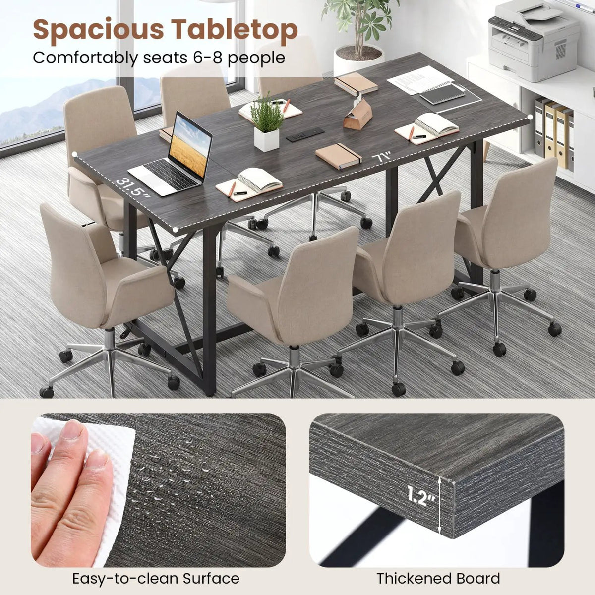 6FT Conference Table with Power Outlets Seats 6-8 People for Office, photo 7 of 16