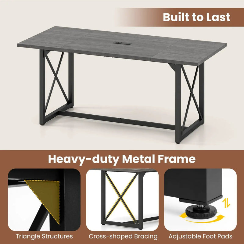 6FT Conference Table with Power Outlets Seats 6-8 People for Office by DirectDeals