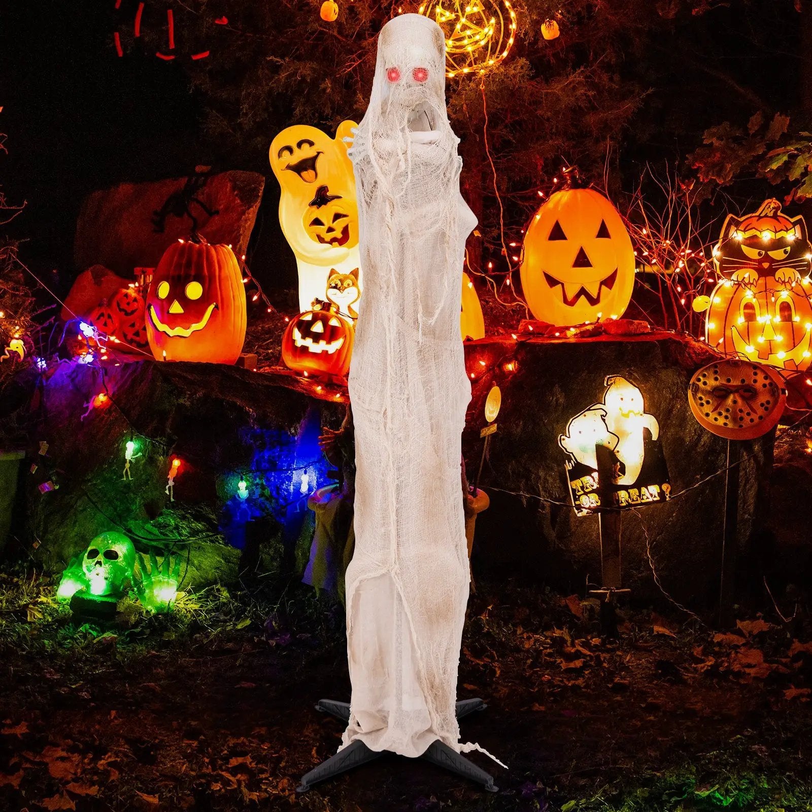 6FT Halloween Animated Standing Mummy with LED Red Glowing Eyes by DirectDeals