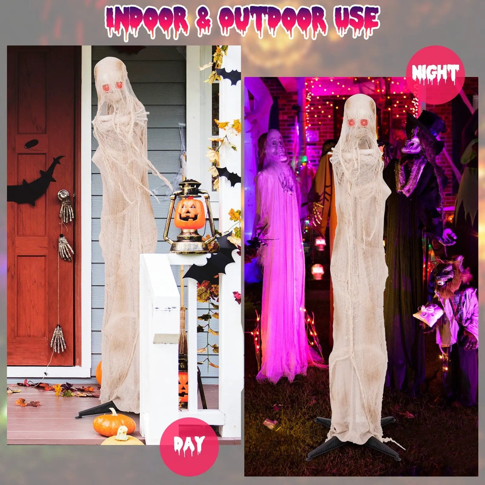 6FT Halloween Animated Standing Mummy with LED Red Glowing Eyes by DirectDeals