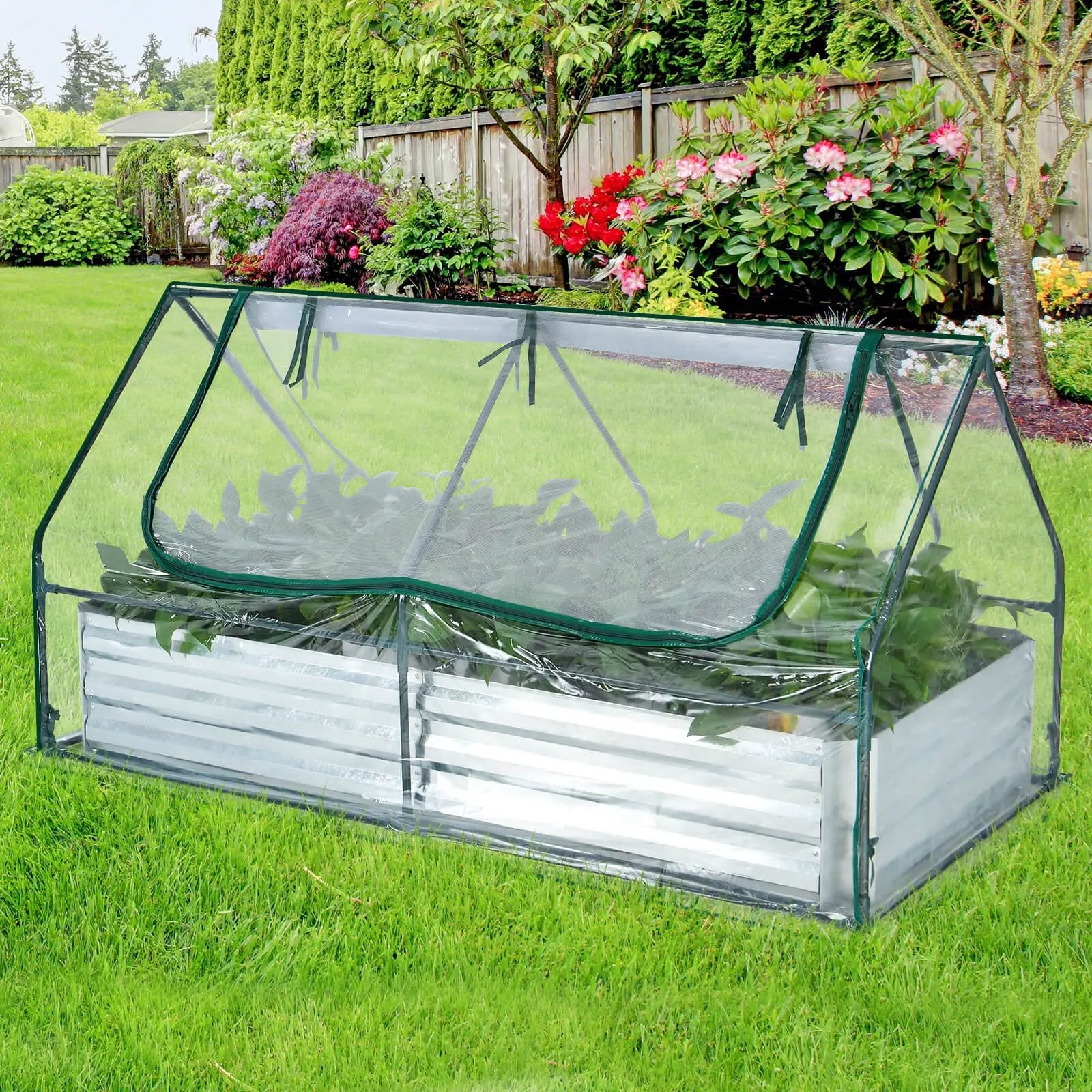 6 x 3 x 3 Feet Galvanized Raised Garden Bed with Greenhouse by DirectDeals