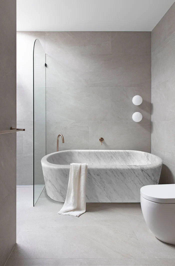 Imperial White Marble Bathtub Hand-carved from Solid Marble Block (W)32" (L)70" (H)20" by GobekDesign