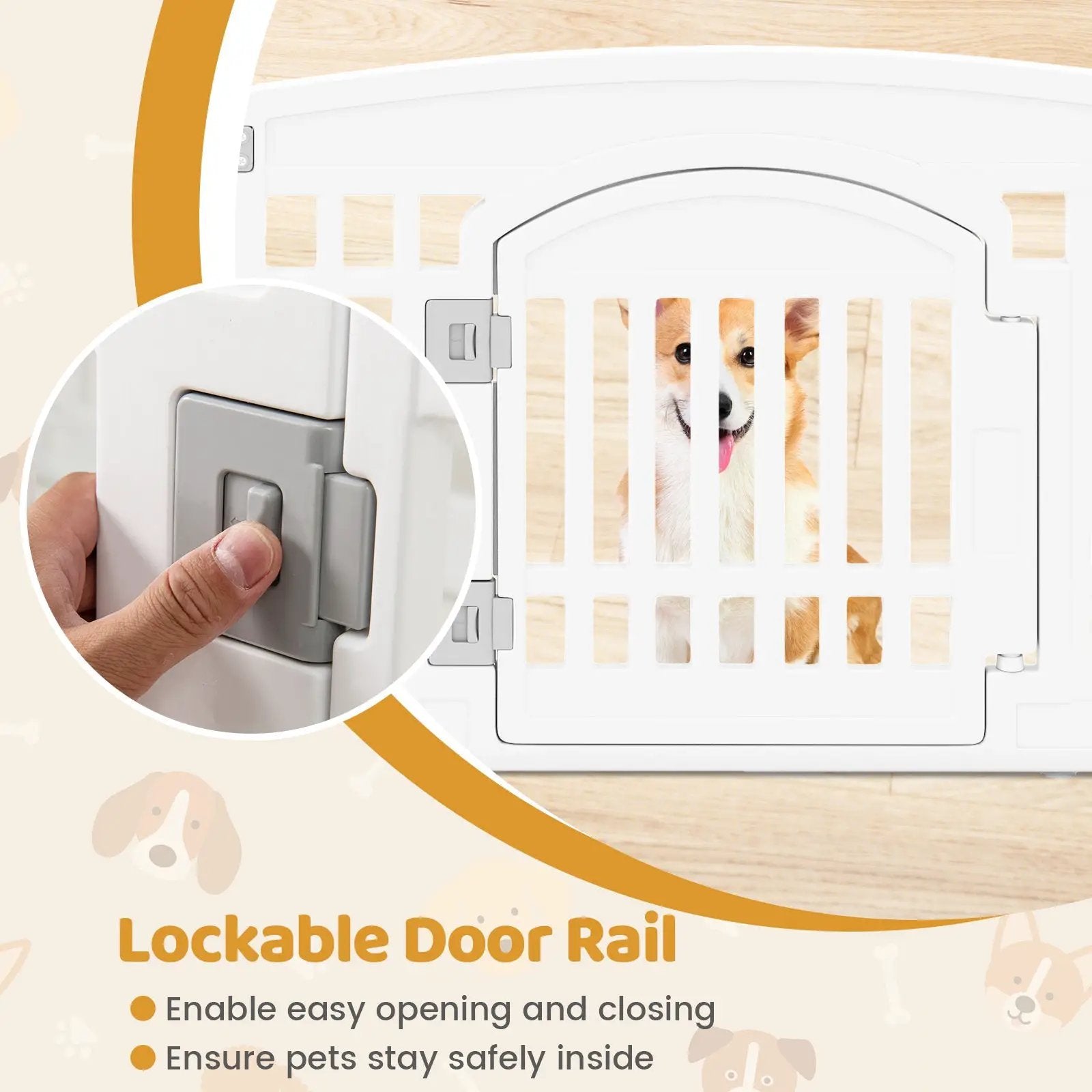 6-Panel Plastic Dog Playpen 24 Inch Indoor Outdoor Pet Fence with Locking Door-White by DirectDeals
