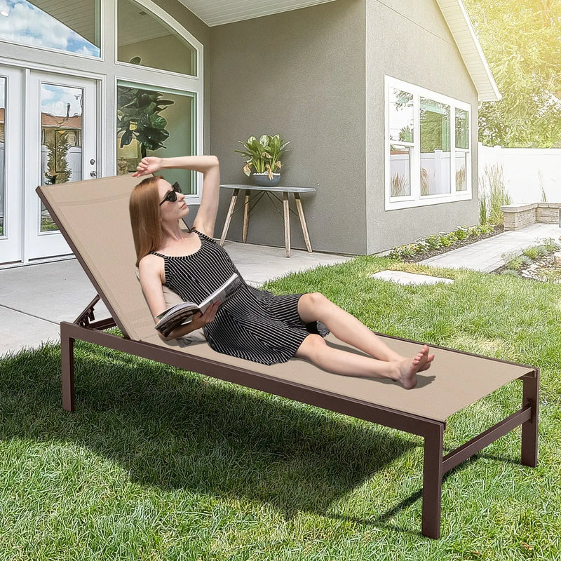 6-Position Chaise Lounge Chairs with Rustproof Aluminium Frame by DirectDeals