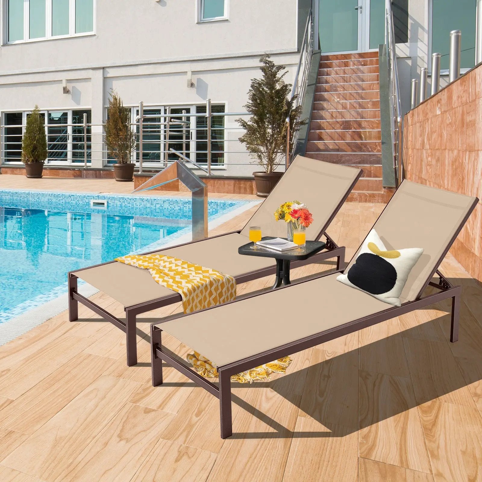 6-Position Chaise Lounge Chairs with Rustproof Aluminium Frame by DirectDeals