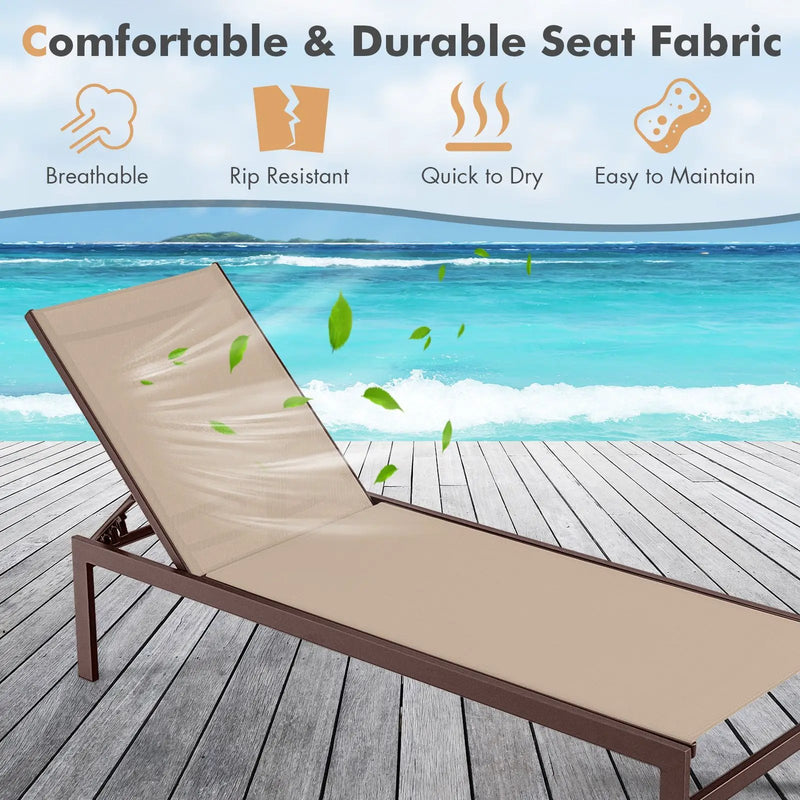 6-Position Chaise Lounge Chairs with Rustproof Aluminium Frame by DirectDeals