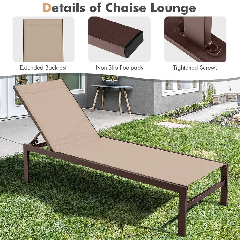 6-Position Chaise Lounge Chairs with Rustproof Aluminium Frame by DirectDeals
