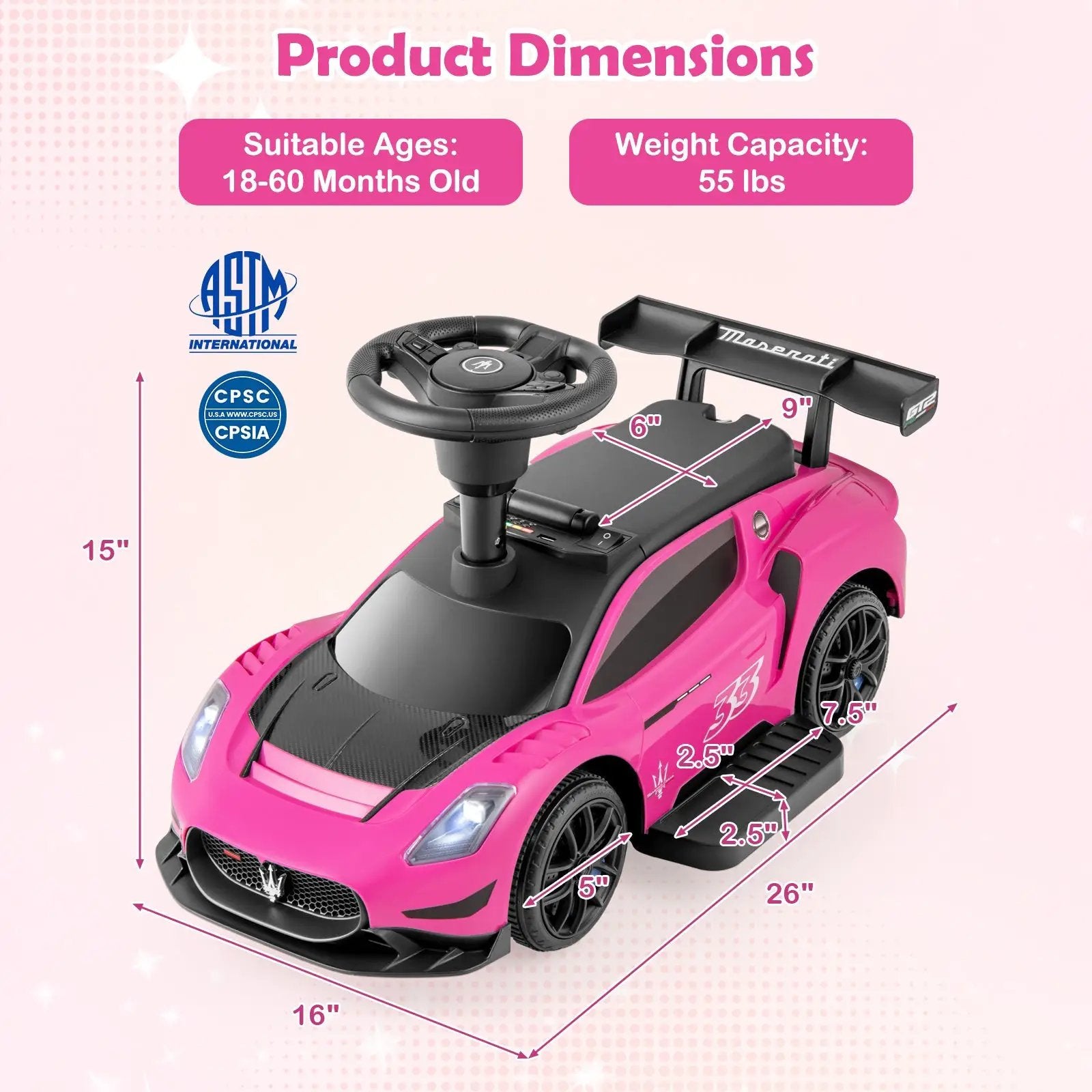6V Electric Kids Ride on Push Car Maserati Licensed with Foot Pedal and Music by DirectDeals