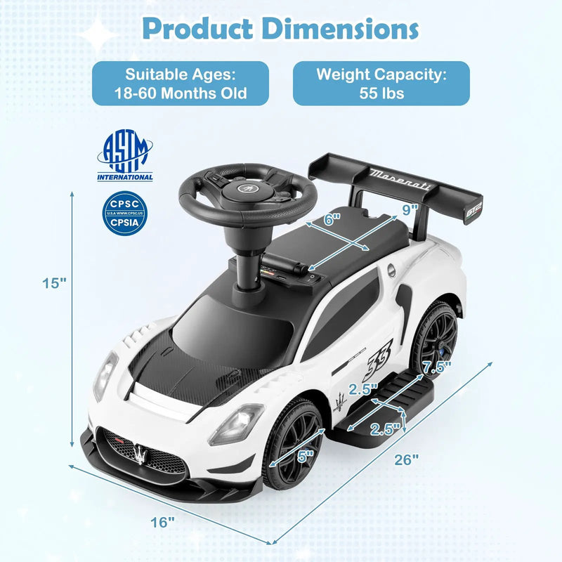 6V Electric Kids Ride on Push Car Maserati Licensed with Foot Pedal and Music by DirectDeals