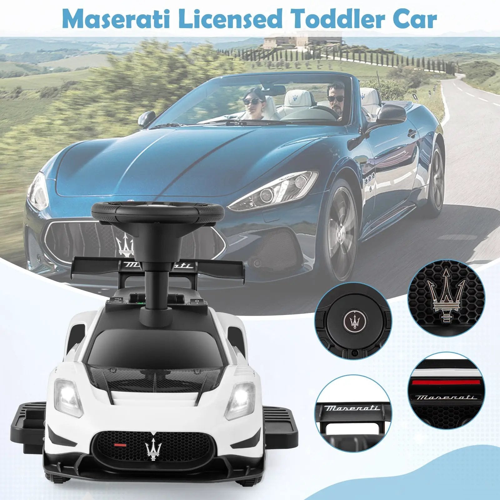 6V Electric Kids Ride on Push Car Maserati Licensed with Foot Pedal and Music by DirectDeals