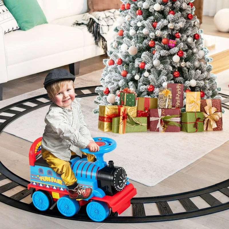 6V Electric Kids Ride On Car Toy Train with 16 Pieces Tracks-Navy by DirectDeals