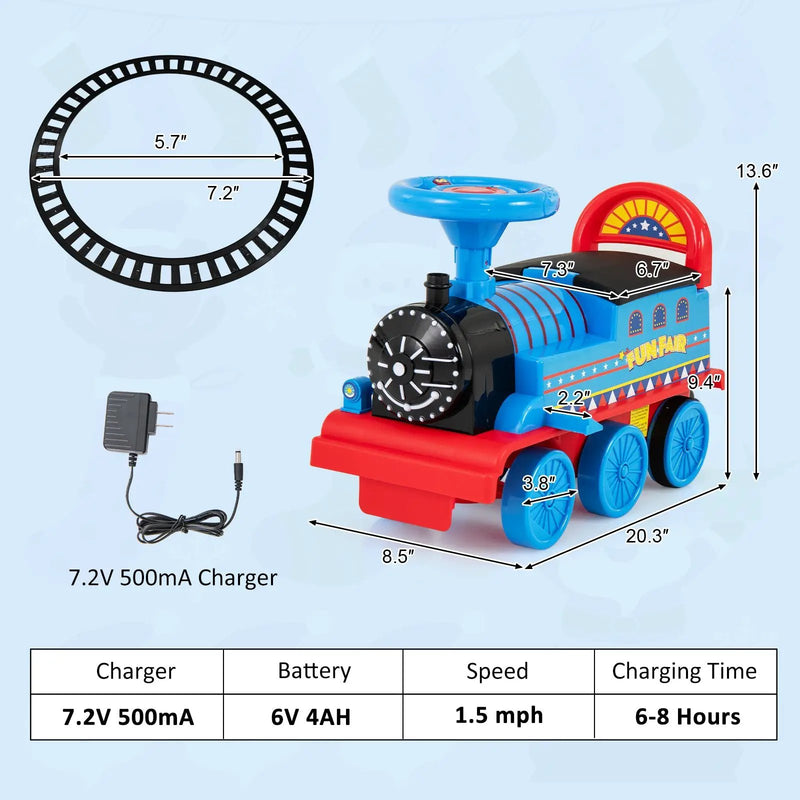 6V Electric Kids Ride On Car Toy Train with 16 Pieces Tracks-Navy by DirectDeals