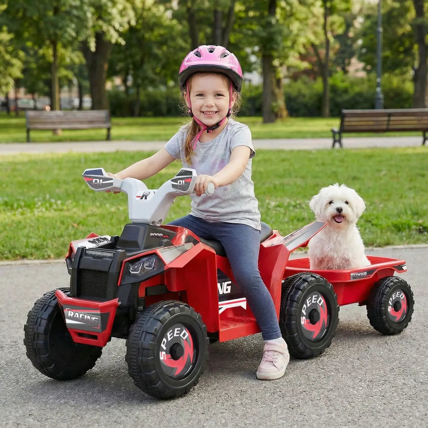 Kids Electric ATV Quad with Detachable Trailer 6V by DirectDeals
