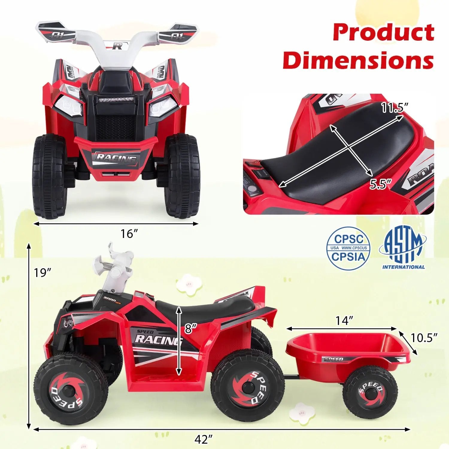 Kids Electric ATV Quad with Detachable Trailer 6V by DirectDeals