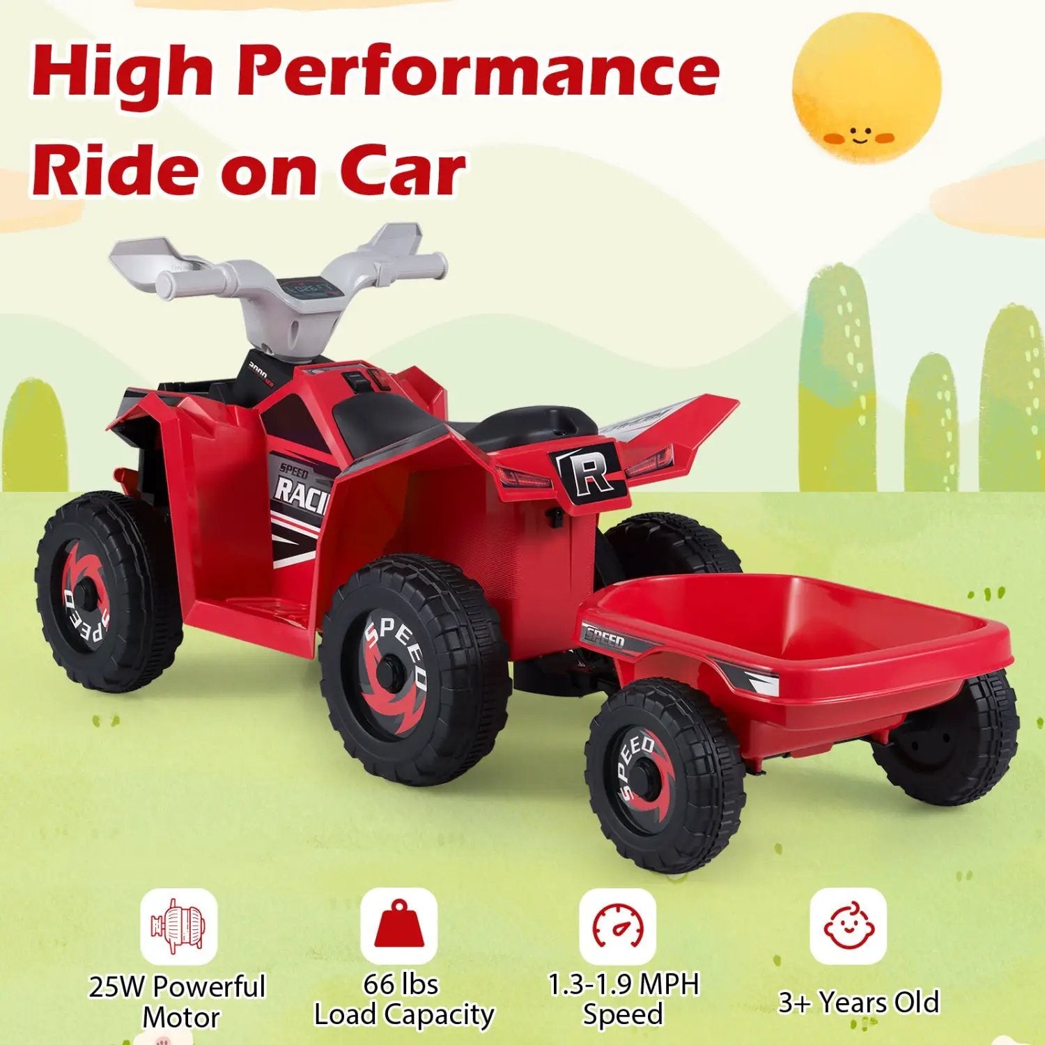 Kids Electric ATV Quad with Detachable Trailer 6V by DirectDeals
