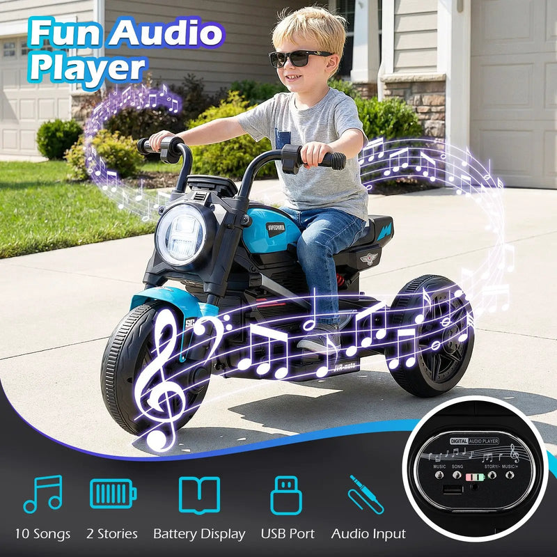 6V Kids Electric Motorcycle with LED Headlight and Music for Toddlers Aged 3-5 by DirectDeals