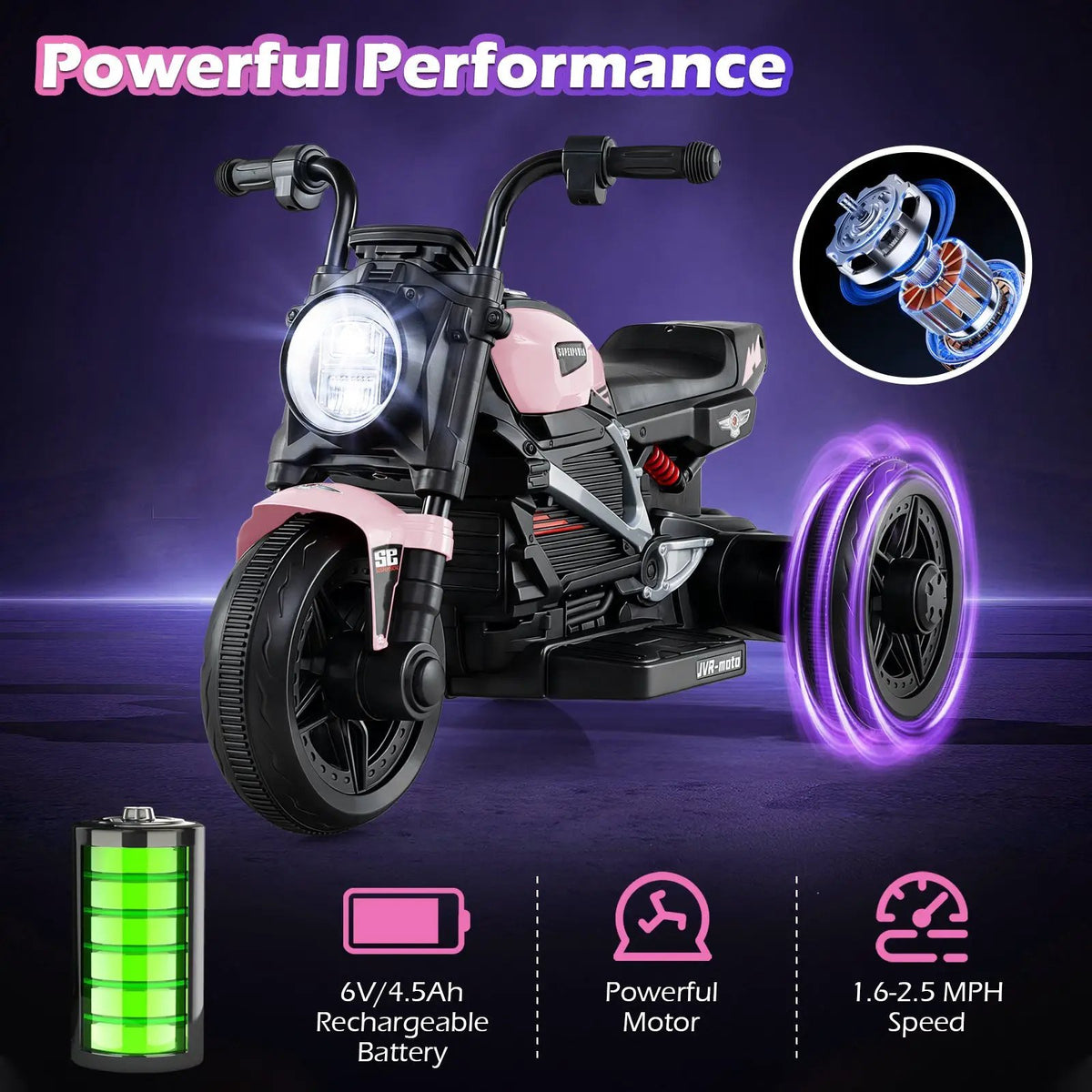 6V Kids Electric Motorcycle with LED Headlight and Music for Toddlers Aged 3-5, photo 23 of 32