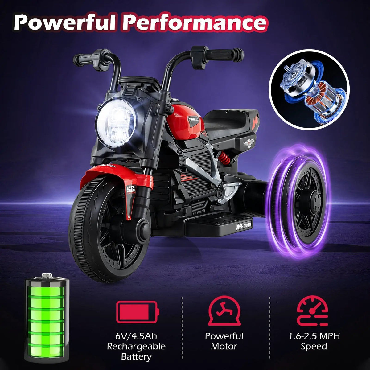 6V Kids Electric Motorcycle with LED Headlight and Music for Toddlers Aged 3-5, photo 22 of 32