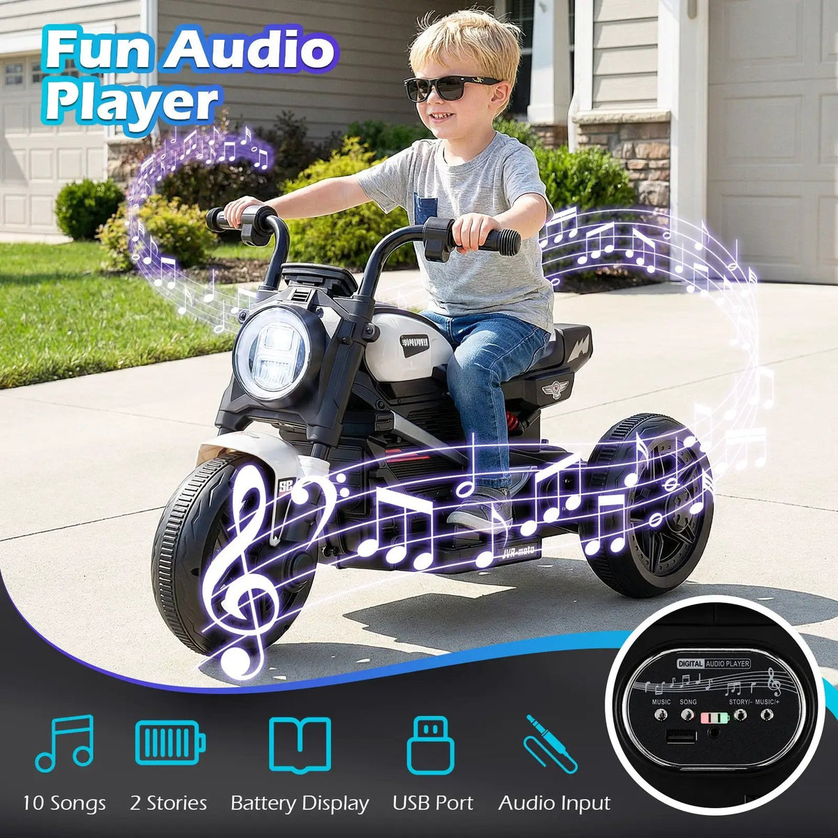 6V Kids Electric Motorcycle with LED Headlight and Music for Toddlers Aged 3-5, photo 21 of 32
