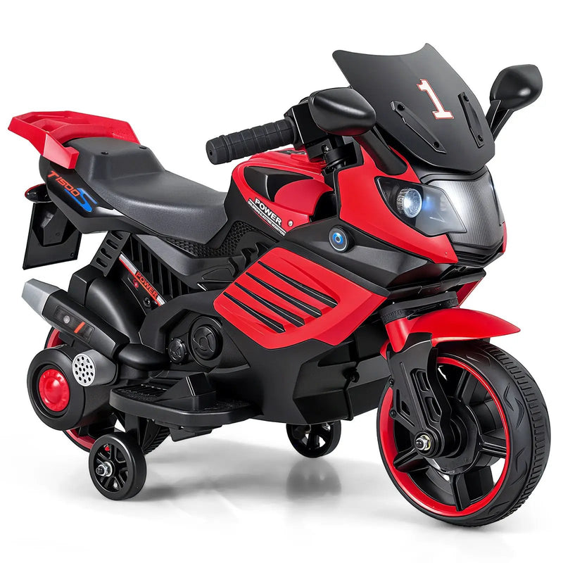 6V Kids Motorcycle with Headlights Music and Detachable Training Wheels by DirectDeals
