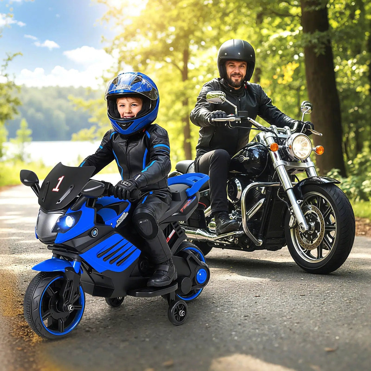 6V Kids Motorcycle with Headlights Music and Detachable Training Wheels, photo 7 of 32
