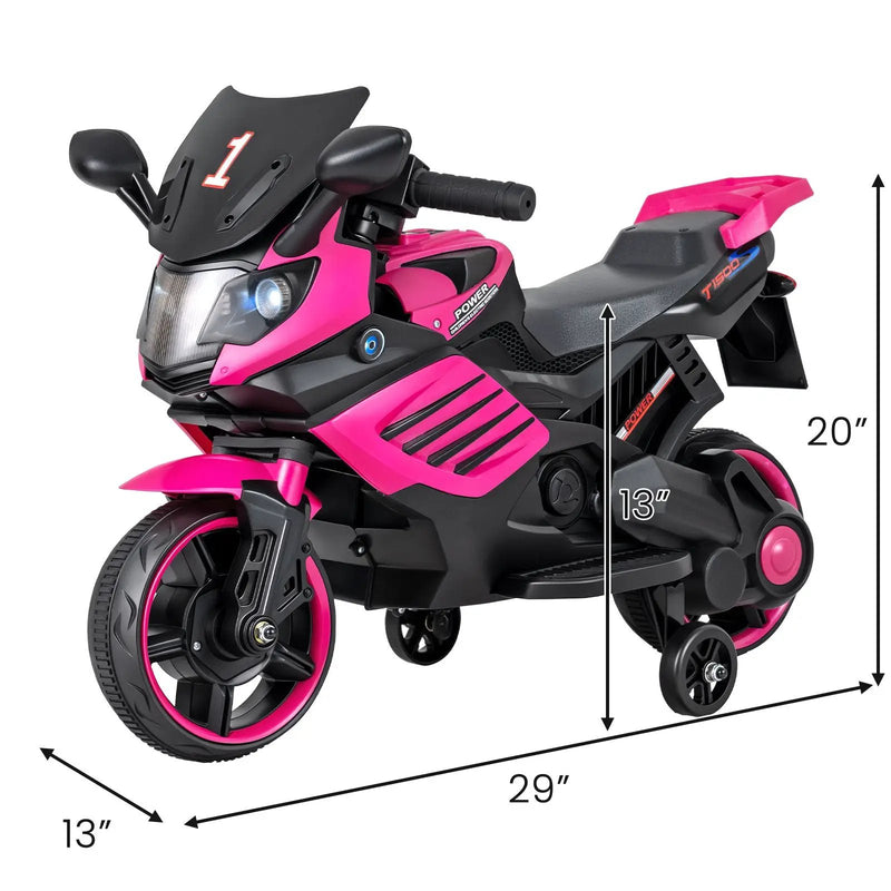 6V Kids Motorcycle with Headlights Music and Detachable Training Wheels by DirectDeals