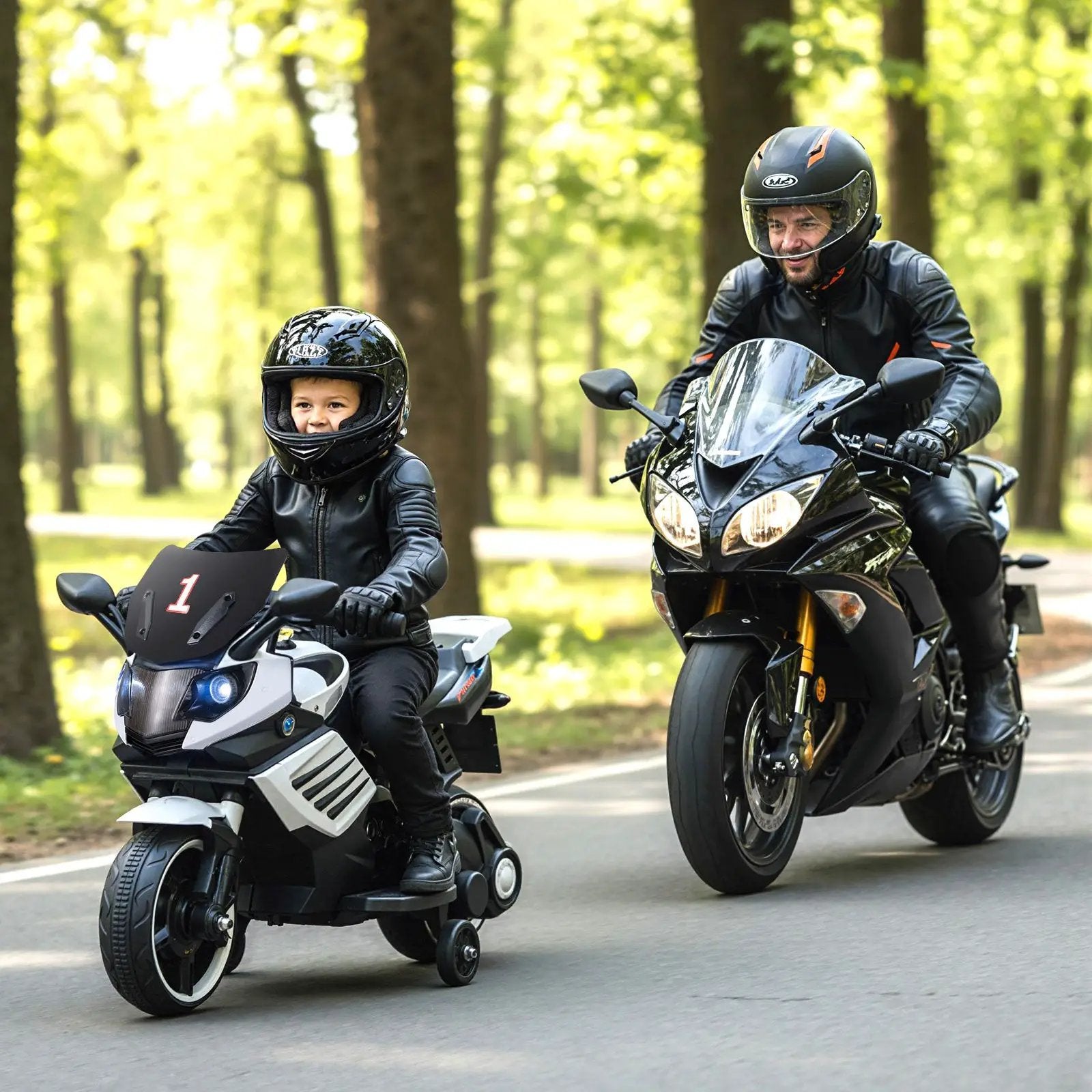 6V Kids Motorcycle with Headlights Music and Detachable Training Wheels by DirectDeals