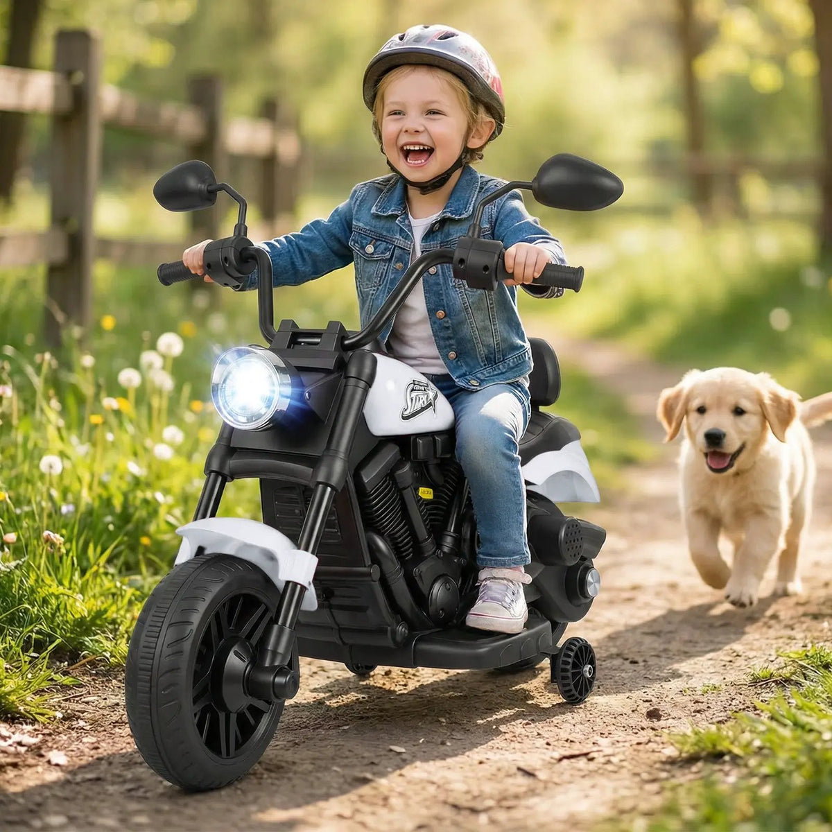 6V Kids Motorcycle with Headlight and Music and Training Wheels, photo 2 of 32