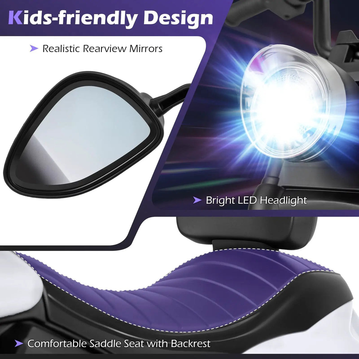 6V Kids Motorcycle with Headlight and Music and Training Wheels, photo 30 of 32