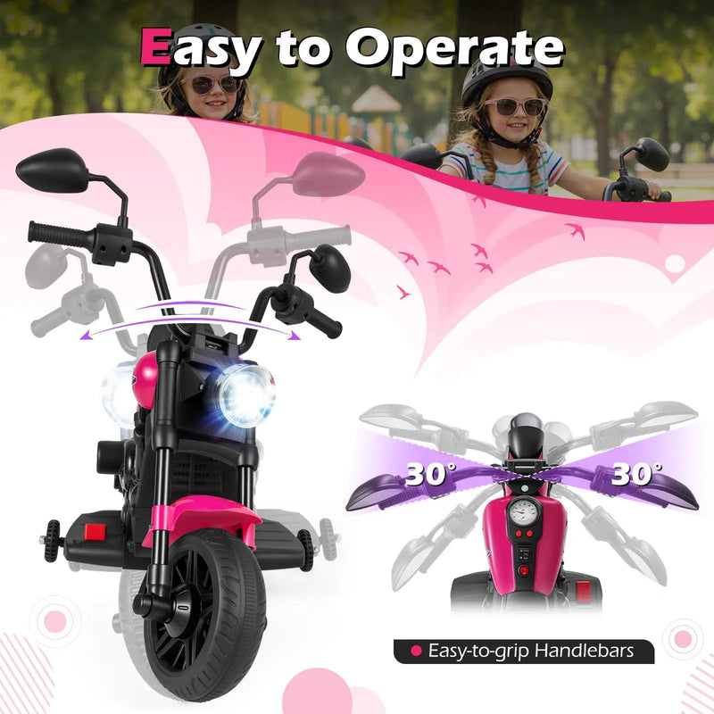 6V Kids Motorcycle with Headlight and Music and Training Wheels by DirectDeals