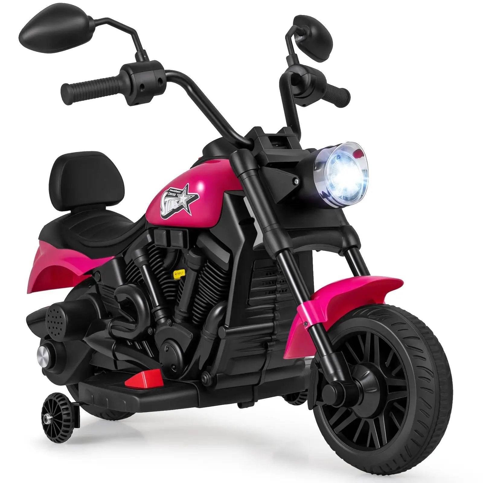 6V Kids Motorcycle with Headlight and Music and Training Wheels by DirectDeals